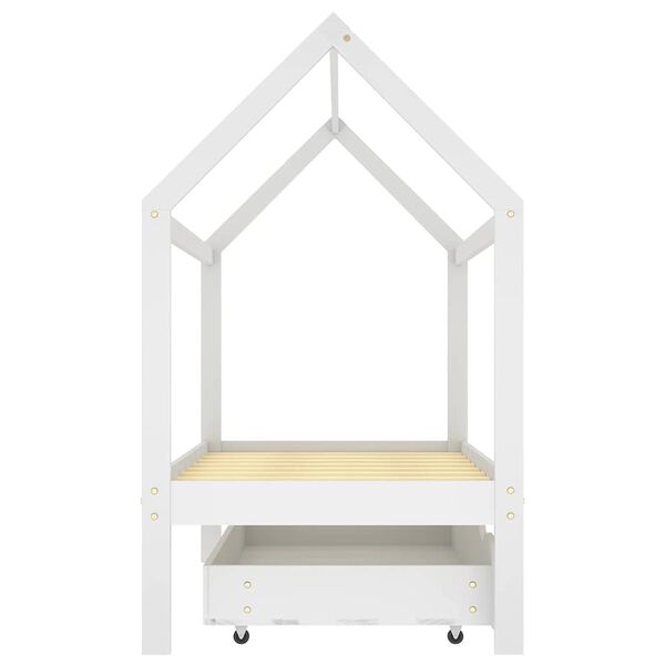 vidaXL Giroletto per Bambini con Cassetto Bianco Legno Pino 80x160 cm
