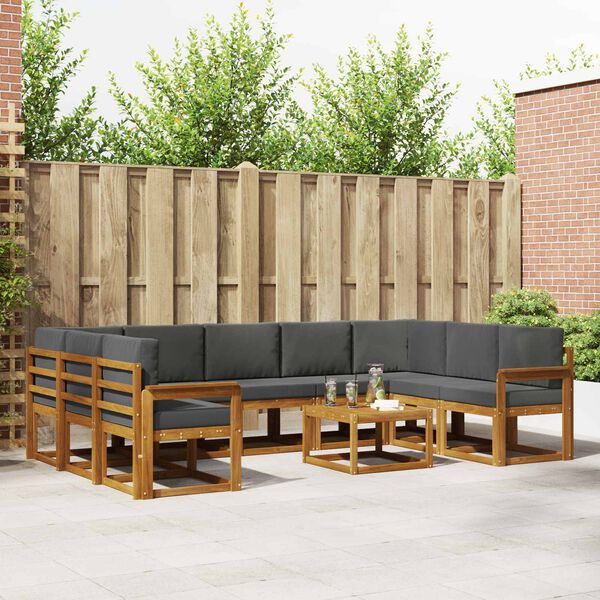 vidaXL Set di divani da esterno 10 pcs Naturale e Antracite