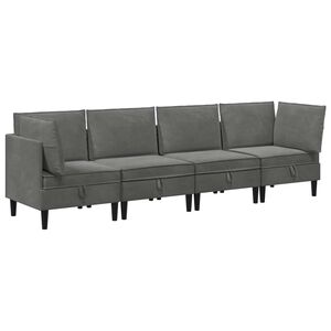 vidaXL Set di mobili per il soggiorno 4 pz Grigio Scuro Velluto