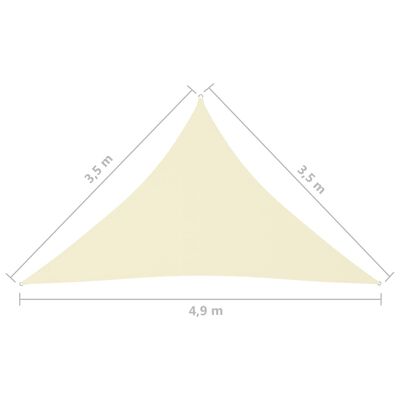 vidaXL Parasole a Vela Oxford Triangolare 3,5x3,5x4,9 m Crema