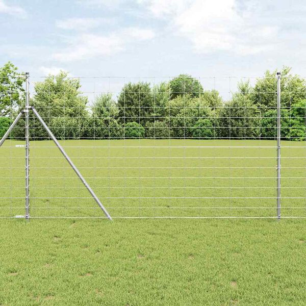 vidaXL Recinzione da campo Argento 50 x 1,4 m Acciaio zincato