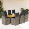 vidaXL Set Bistr&ograve; da Giardino 9 pz con Cuscini in Polyrattan Grigio