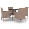 vidaXL Set da Pranzo da Giardino 5 pz e Cuscini in Polyrattan Nero