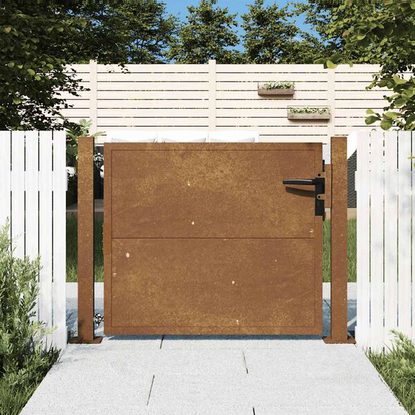 vidaXL Cancello da giardino 100x75 cm in acciaio Corten