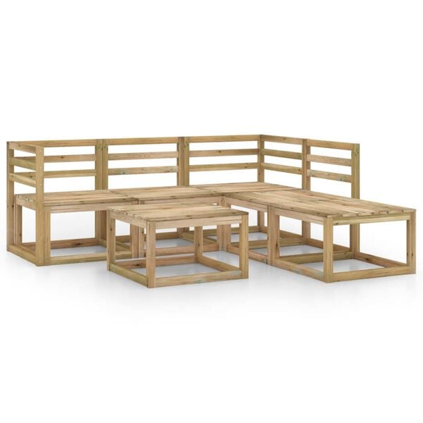 vidaXL Set Salotto da Giardino 6 pz in Legno di Pino Impregnato Verde