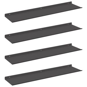 vidaXL Mensola sospesa 4 pz Nero 80 x 18 x 2,5 cm Acciaio