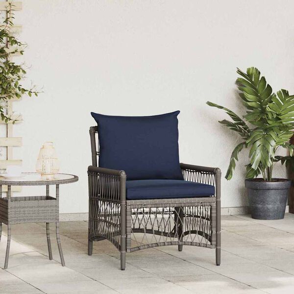 vidaXL Sedia da Giardino Grigio 60 x 70 x 78cm polyrattan