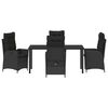 vidaXL Set da Pranzo per Giardino con cuscino 5 pcs Nero polyrattan