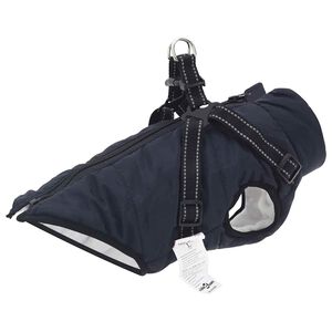 vidaXL Cappotto per Cani con imbracatura Blu navy S Pile e Poliestere