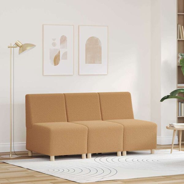 vidaXL Unit&agrave; di Divano Modulare Senza Braccioli 3 pcs Beige
