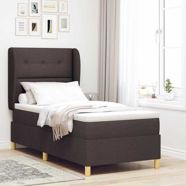 vidaXL Letto a molle con materasso Marrone Scuro 190 x 90 cm Tessuto