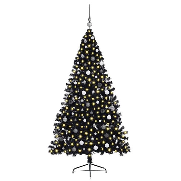 vidaXL Albero di Natale artificiale con luci integrate Nero 210 cm PVC
