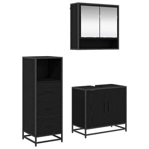 vidaXL Set di mobili per il bagno 3 pz Rovere Nero 65 x 33 x 60 cm