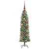 vidaXL Albero di Natale Artificiale Sottile Verde e Bianco 120 cm