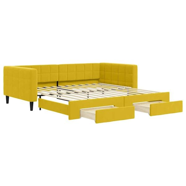 vidaXL Divano Letto Estraibile con Cassetti Giallo 100x200cm Velluto