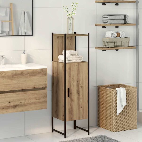 vidaXL Mobile da Bagno Rovere 33x33x120,5 cm Legno Multistrato