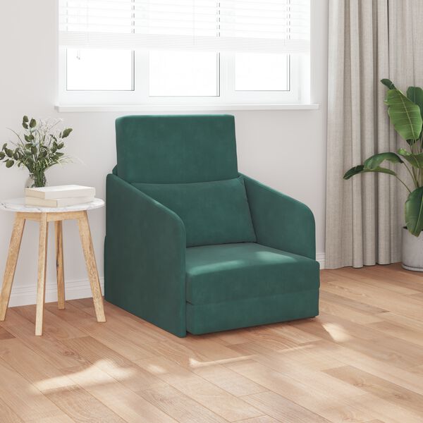 vidaXL Divano letto Verde Scuro 65 x 80 x 83 cm Velluto