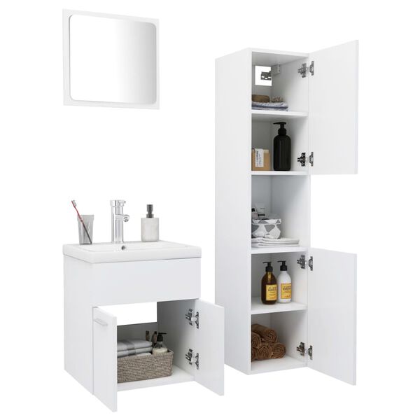 vidaXL Set Mobili da Bagno Bianco in Truciolato