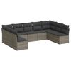vidaXL Set Divano da Giardino 9 pz con Cuscini Grigio in Polyrattan