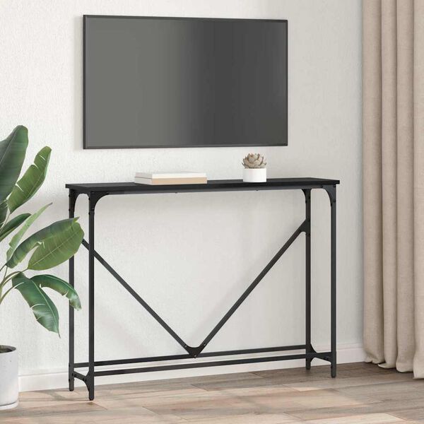 vidaXL Tavolo consolle Rovere Nero 102 x 23 x 75 cm Legno multistrato