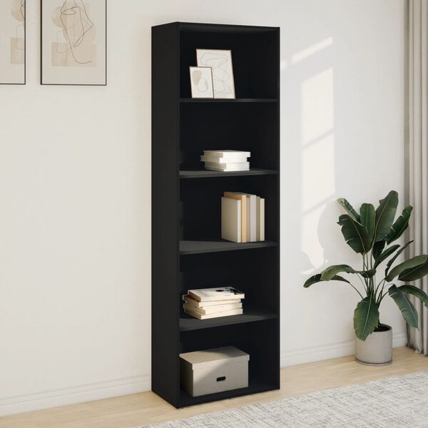 vidaXL Libreria Nera 60x30x189 cm in Legno Multistrato