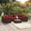 vidaXL Set Divani da Giardino 7 pz con Cuscini in Polyrattan Marrone