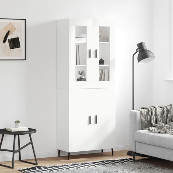 vidaXL Credenza Bianca 69,5x34x180 cm in Legno Multistrato
