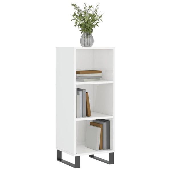 vidaXL Credenza Bianco Lucido 34,5x32,5x90 cm in Legno Multistrato