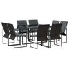vidaXL Set da Pranzo per Giardino 9 pcs Nero Acciaio
