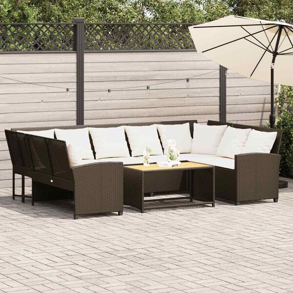 vidaXL Divano da Giardino con Cuscini in Polyrattan Marrone