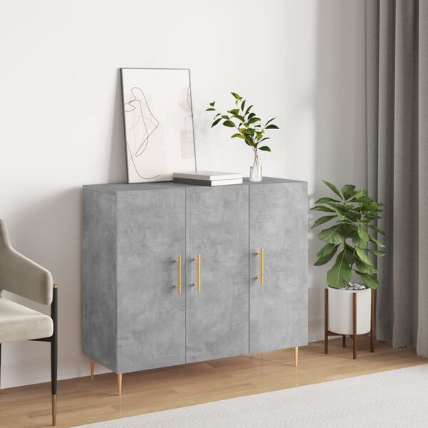 vidaXL Credenza Grigio Cemento 90x34x80 cm in Legno Multistrato