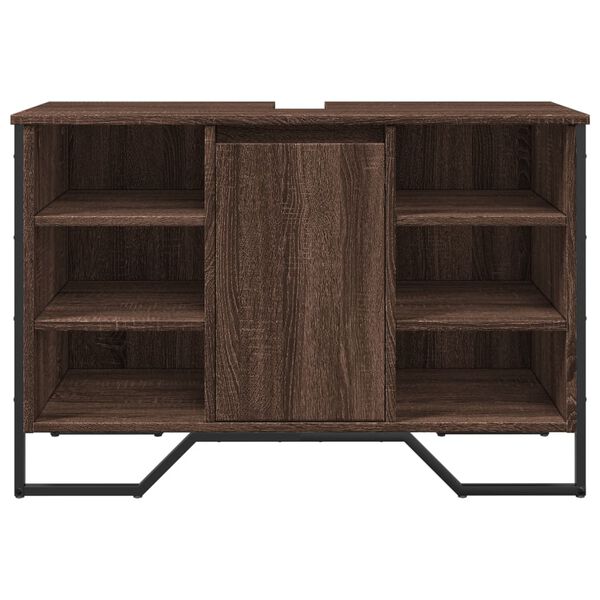 vidaXL Mobile Lavabo Bagno Rovere Marrone 91x35x60cm in Truciolato
