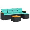 vidaXL Set Divano da Giardino 6 pz con Cuscini Nero in Polyrattan