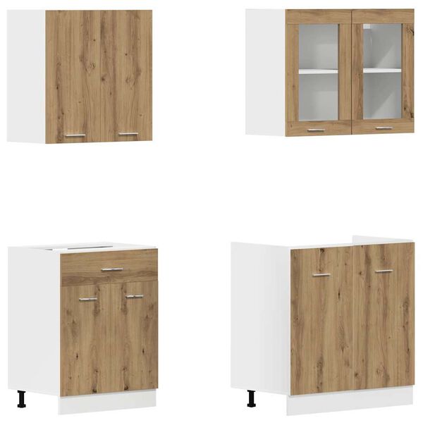 vidaXL Set di Mobili da Cucina 4 pz Lyon Rovere Artigianale Truciolato