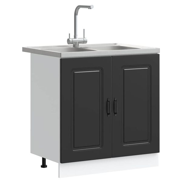 vidaXL Mobile da cucina con porta Kalmar 2 pcs Nero 80 x 46 x 81.5 cm