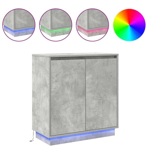 vidaXL Madia LED Grigio cemento 71 x 34,5 x 75 cm Legno multistrato