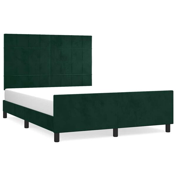 vidaXL Giroletto senza Materasso Verde Scuro 140x200 cm in Velluto