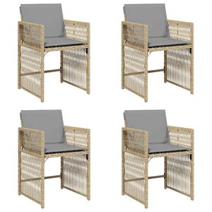 vidaXL Sedie da Giardino con Cuscini 4 pz Beige Misto in Polyrattan
