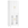 vidaXL Credenza Bianco Lucido 69,5x34x180 cm in Legno Multistrato