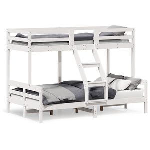 vidaXL Letto a Castello 80x200/120x200cm Bianco Legno Massello di Pino