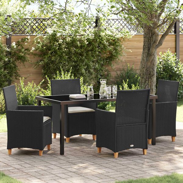 vidaXL Set da Pranzo per Giardino 5 pcs Nero polyrattan