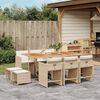 vidaXL Set da Pranzo da Giardino 11 pz con Cuscini Beige in Polyrattan