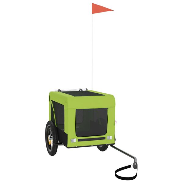 vidaXL Rimorchio da Bici per Animali Verde e Nero Oxford e Ferro