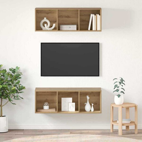 vidaXL Set mobile TV 2 pcs Rovere artigianale 37 x 37 x 107 cm