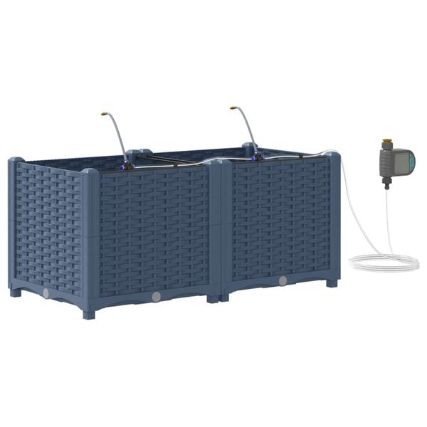 vidaXL Vaso da giardino 2 pcs Grigio 80 x 40 x 37,5 cm Plastica