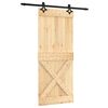 vidaXL Porta scorrevole Naturale e Nero 85 x 210 cm