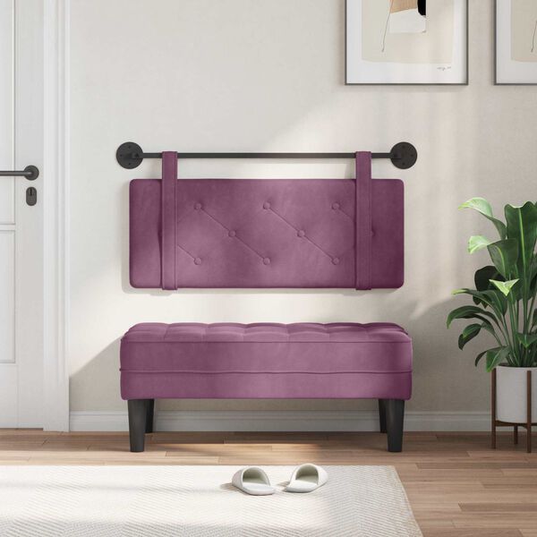 vidaXL Testata appesa Montaggio a parete Viola 110 x 55 x 5 cm Velluto