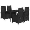 vidaXL Set da Pranzo da Giardino 5 pz Nero con Cuscini in Polyrattan