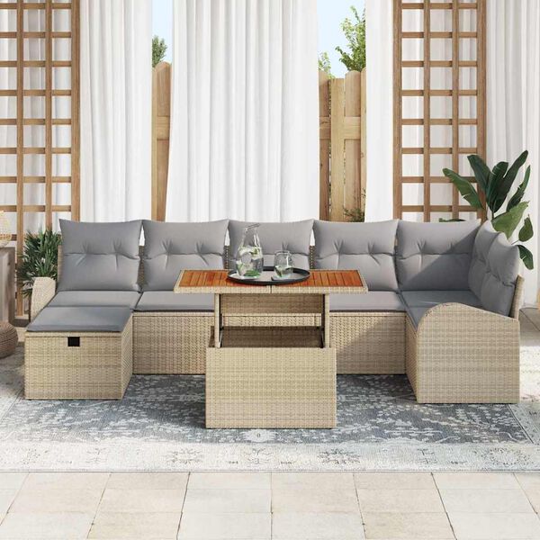 vidaXL Set Divano da Giardino 8 pcs Beige polyrattan