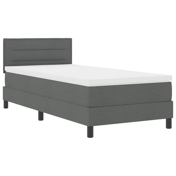 vidaXL Letto a molle con materasso Grigio scuro 90 x 190 cm Tessuto